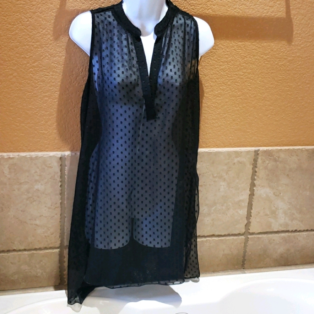 Sheer black polka dot tunic